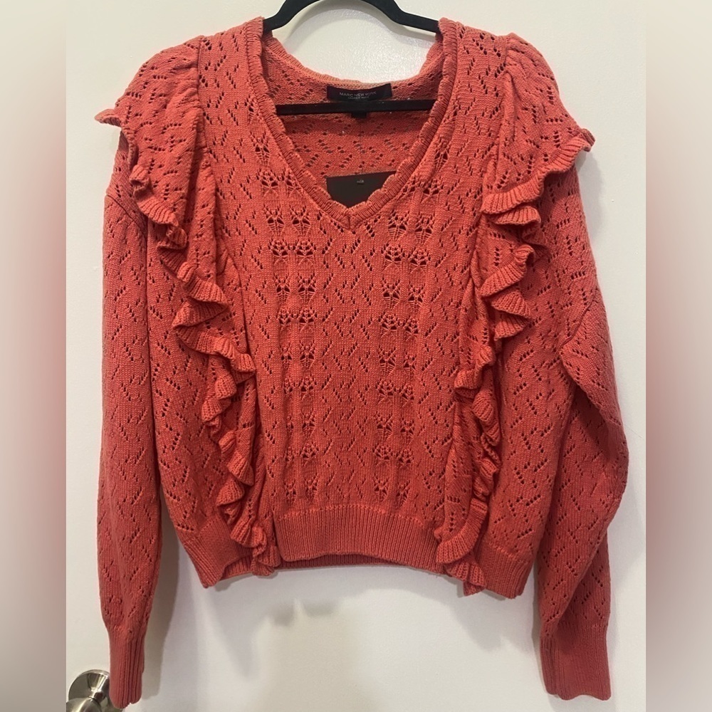 New!Marc New York Ruffle V-Neck Sweater - Picture 1 of 6
